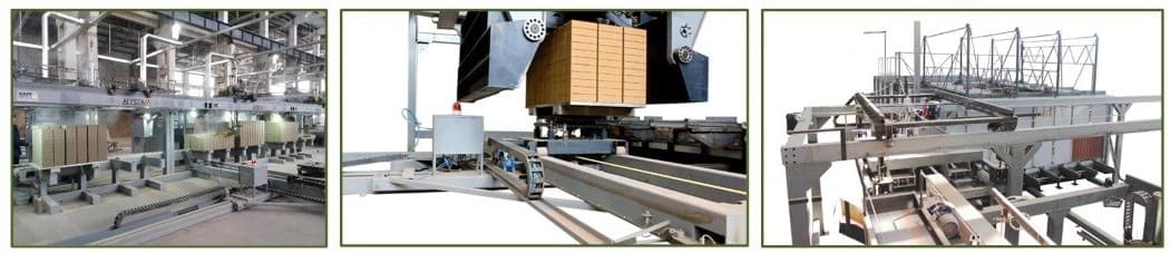 Automated facing-brick production line on the factory floor