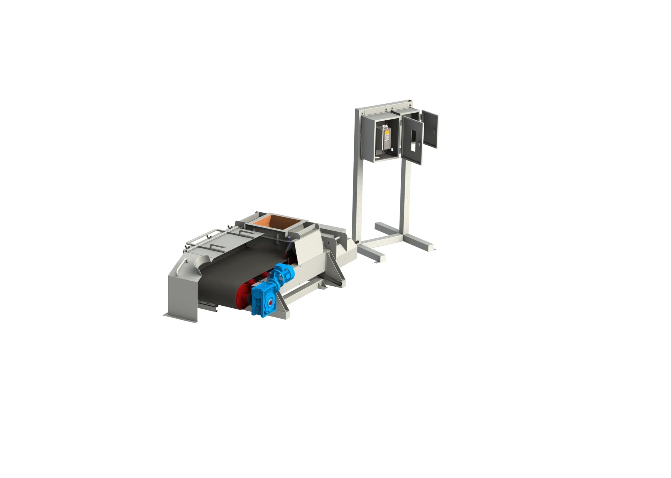 Belt ore dispenser — full assembly view