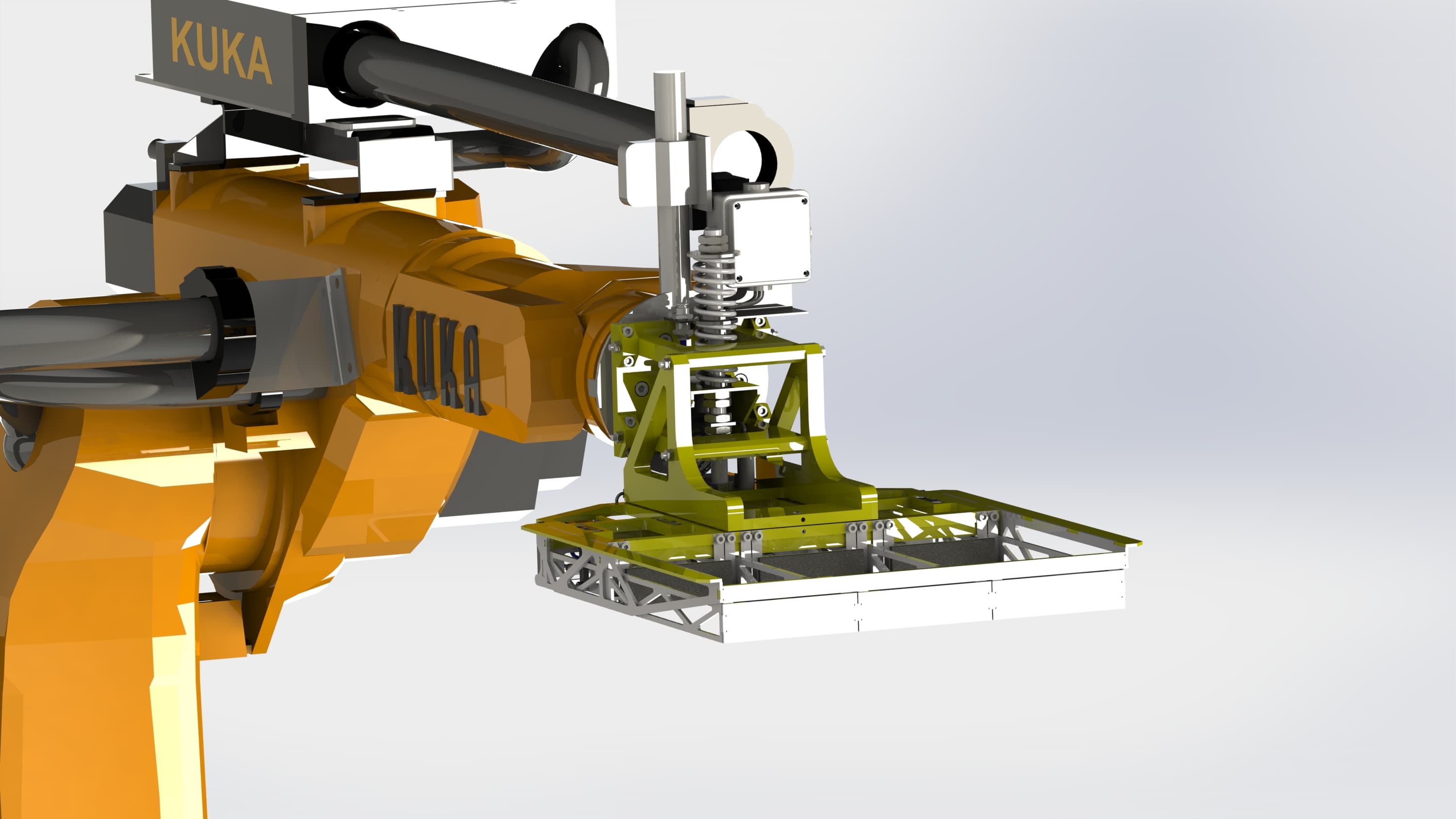 KUKA-adapted gripper mid-cycle at the press