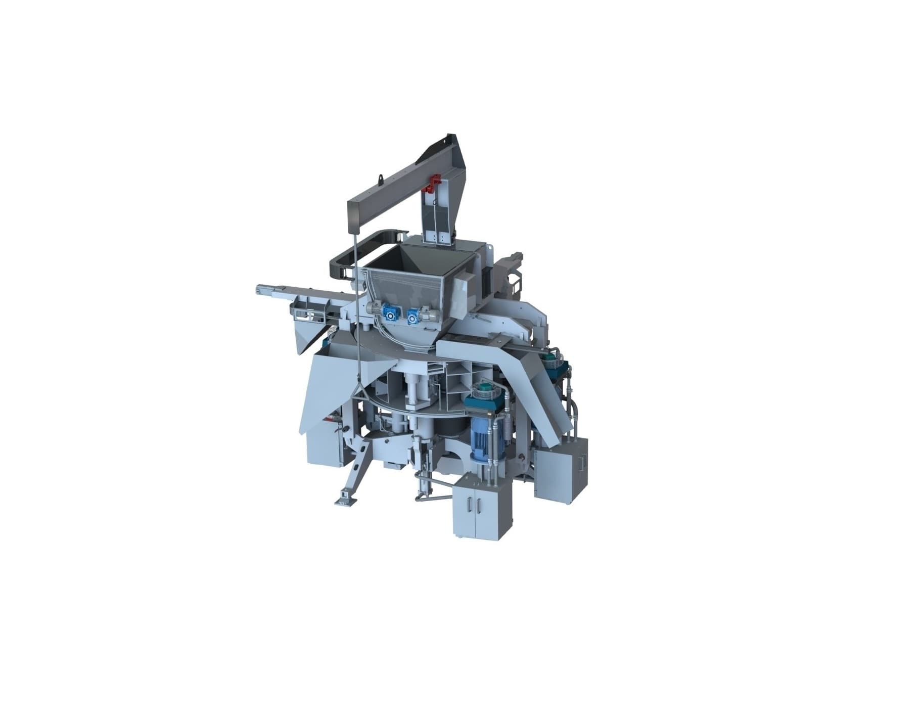 Annotated 3200-class revolver press in CAD render
