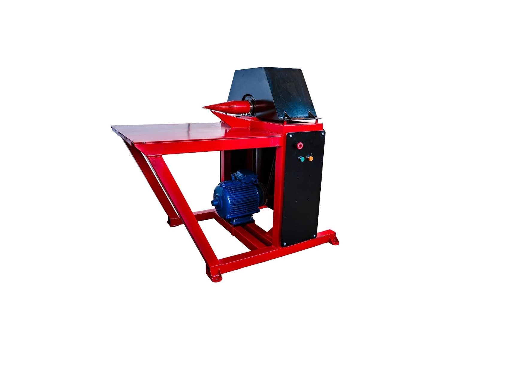 Screw-type woodcutter prototype photographed outdoors