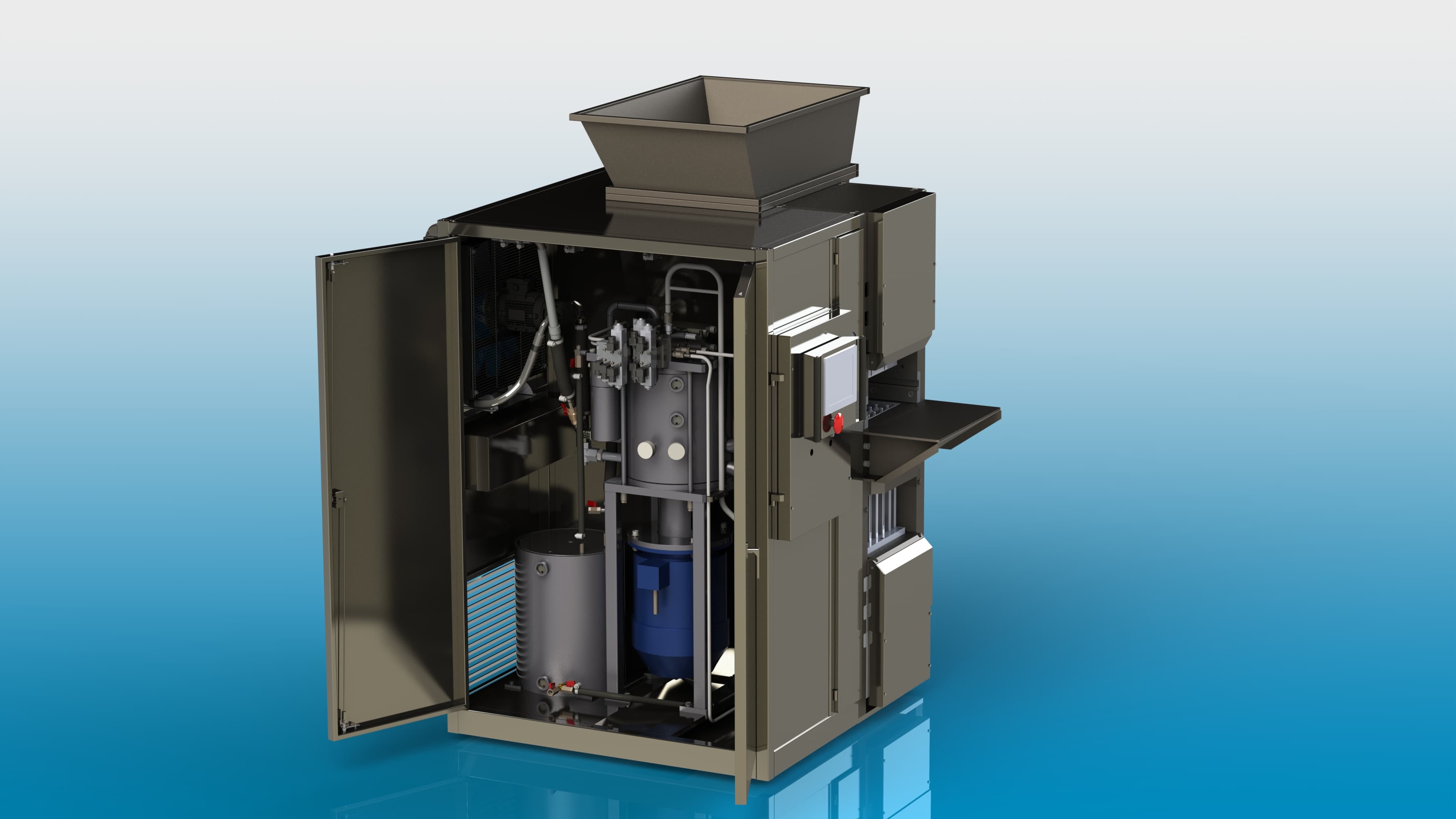 CAD assembly drawing of the press