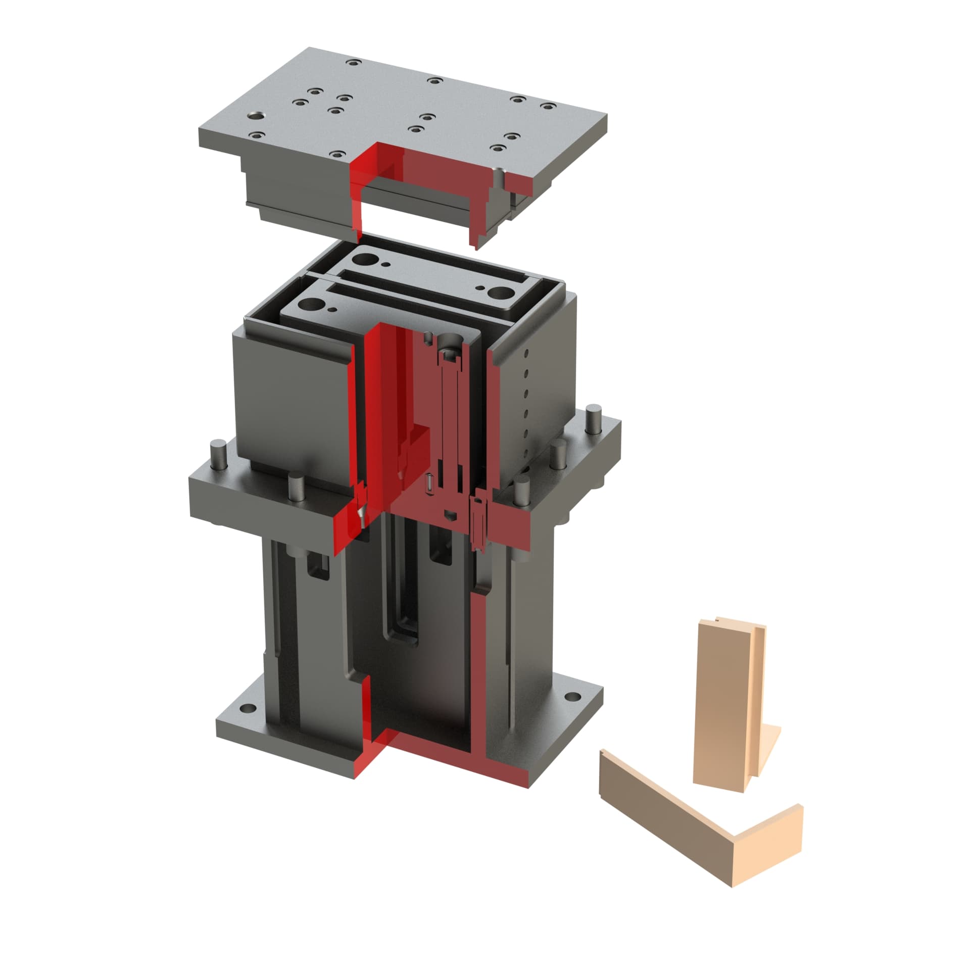 Saxony corner press mold — fully assembled close-up